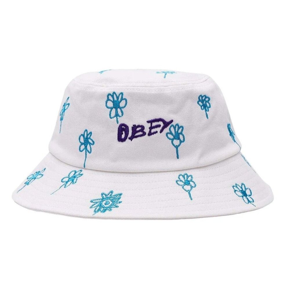 Obey Canvas Bucket Hat "Tuli Embroidered" White NWT